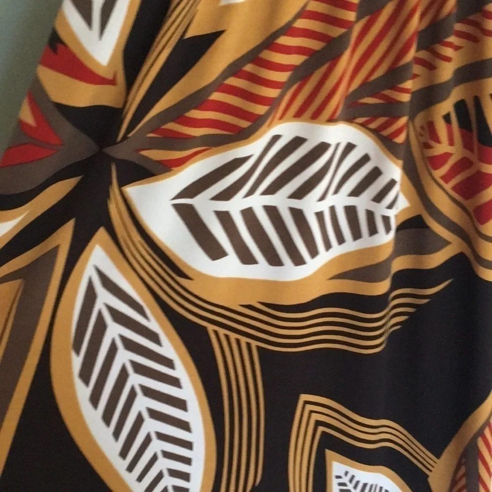 Apt 9 Wooden Beaded Halter Mini Dress Size M  Flowy Tropical Print Fall Color - Picture 3 of 8